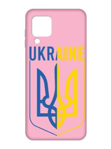 Матовий рожевий чохол на Samsung Galaxy M32/A22/M22 4G :: Тризуб (патріотичний принт 254)