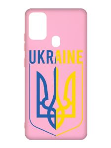 Матовий рожевий чохол на Samsung Galaxy M30s/M21 :: Тризуб (патріотичний принт 254)