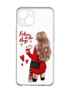 Прозорий чохол із захистом камер на iPhone 15 :: Дівчина з кавою (принт 137)