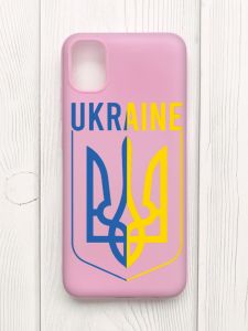 Матовий рожевий чохол на Samsung Galaxy A04E/A042 :: Тризуб (патріотичний принт 254)