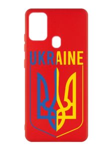 Матовий червоний чохол на Samsung Galaxy M30s/M21 :: Тризуб (патріотичний принт 254)