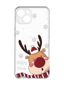 Прозорий чохол із захистом камер на iPhone 15 :: Зимове оленя  (принт 155)