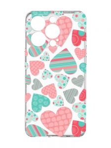 Прозорий чохол із захистом камери на iPhone 15 Pro Max :: Різнокольорові сердечка (принт 334)