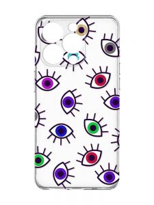 Прозорий чохол із захистом камери на iPhone 15 Pro Max :: Різнокольорові очі (принт 336)