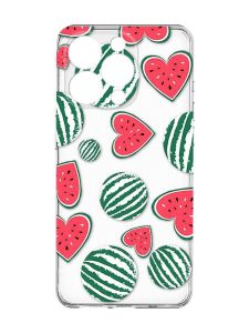 Прозорий чохол із захистом камери на iPhone 15 Pro Max :: Кавуни сердечка (принт 343)