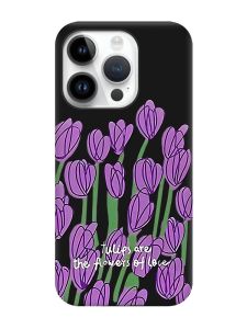 Матовий чорний чохол на Apple iPhone 14 Pro :: Тюльпани (принт 265)