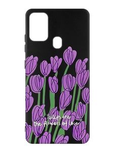 Матовий чорний чохол на Samsung Galaxy M30s/M21 :: Тюльпани (принт 265)
