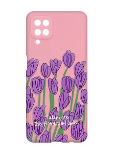 Матовий рожевий чохол на Samsung Galaxy A12 :: Тюльпани (принт 265)
