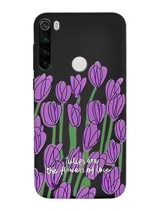 Матовий чорний чохол на Xiaomi Redmi Note 8T :: Тюльпани (принт 265)