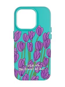 Матовий бірюзовий чохол на Apple iPhone 14 Pro Max :: Тюльпани (принт 265)