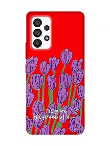 Матовий червоний чохол на Samsung Galaxy A53 4G/5G :: Тюльпани (принт 265)