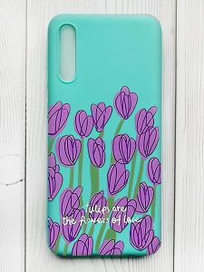 Матовий бірюзовий чохол на Samsung Galaxy A50 (2019) A505/A30s :: Тюльпани (принт 265)