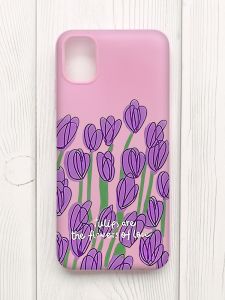 Матовий рожевий чохол на Samsung Galaxy A04E/A042 :: Тюльпани (принт 265)