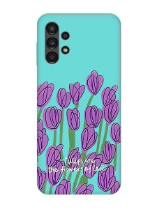 Матовий бірюзовий чохол на Samsung Galaxy A13 4G :: Тюльпани (принт 265)
