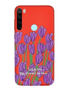 Матовий червоний чохол на Xiaomi Redmi Note 8T :: Тюльпани (принт 265)
