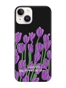 Матовий чорний чохол на Apple iPhone 14 :: Тюльпани (принт 265)