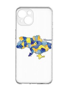 Прозорий чохол із захистом камер на iPhone 15 :: Карта України (принт 261)