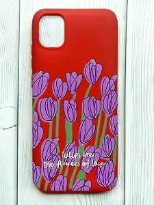 Матовий червоний чохол на Samsung Galaxy A04E/A042 :: Тюльпани (принт 265)