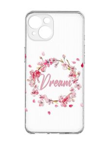 Прозорий чохол із захистом камер на iPhone 15 :: Віночок з сакури (принт 284)