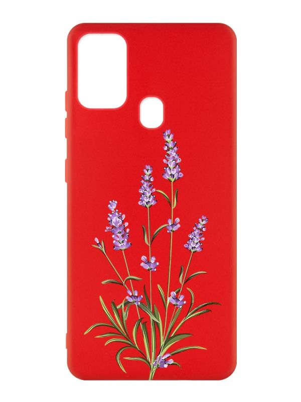 Матовий червоний чохол на Samsung Galaxy M30s/M21 :: Гілочки лаванди (принт 266)