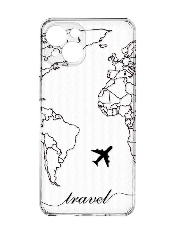 Прозорий чохол із захистом камер на iPhone 15 :: Карта. Контур (принт 330)