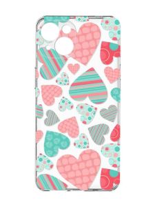 Прозорий чохол із захистом камер на iPhone 15 :: Різнокольорові сердечка (принт 334)