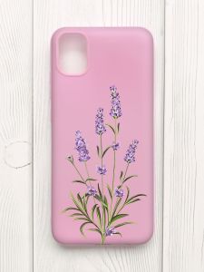 Матовий рожевий чохол на Samsung Galaxy A04E/A042 :: Гілочки лаванди (принт 266)