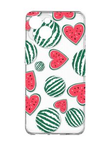 Прозорий чохол із захистом камер на iPhone 15 :: Кавуни сердечка (принт 343)