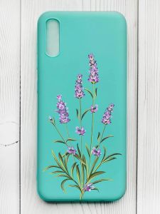 Матовий бірюзовий чохол на Xiaomi Redmi 9А :: Гілочки лаванди (принт 266)