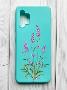 Матовий бірюзовий чохол на Samsung Galaxy A32 :: Гілочки лаванди (принт 266)