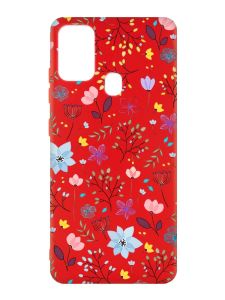 Матовий червоний чохол на Samsung Galaxy M30s/M21 :: Квітковий фон (принт 267)