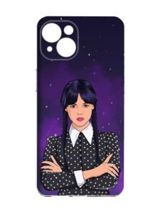 Чохол із захистом камер на iPhone 15 :: Дівчина з косичками. Венздей (принт 208)