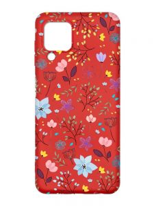 Матовий червоний чохол на Samsung Galaxy M32/A22/M22 4G :: Квітковий фон (принт 267)