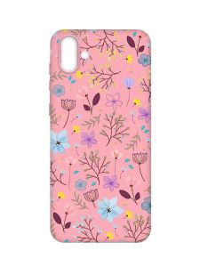Матовий рожевий чохол на Samsung Galaxy A04 :: Квітковий фон (принт 267)
