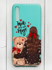 Матовий бірюзовий чохол на Samsung Galaxy A50 (2019) A505/A30s :: Дівчина з ведмедиком (принт 188)