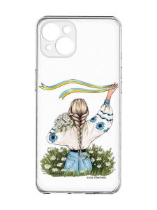 Прозорий чохол із захистом камер на iPhone 15 Plus :: Дівчина зі стрічкою (принт 17)