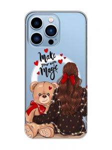 Магнітний чохол на iPhone 13 Pro Max із підтримкою MagSafe :: Дівчина з ведмедиком (принт 188)