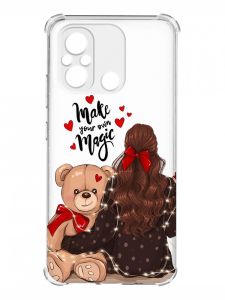 Чохол з потовщеними кутами на Xiaomi Redmi 12C :: Дівчина з ведмедиком (принт 188)