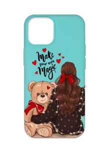 Матовий бірюзовий чохол на Apple iPhone 12 Pro Max :: Дівчина з ведмедиком (принт 188)