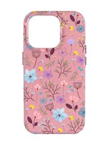 Матовий рожевий чохол на Apple iPhone 14 Pro Max :: Квітковий фон (принт 267)