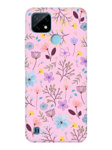 Матовий рожевий чохол на Realme C21Y :: Квітковий фон (принт 267)