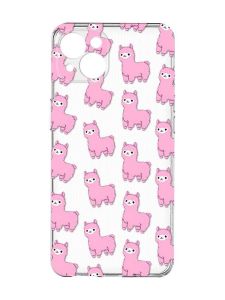 Прозорий чохол із захистом камер на iPhone 15 Plus :: Лами рожеві (принт 101)