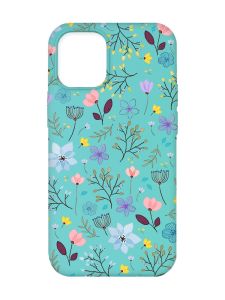 Матовий бірюзовий чохол на Apple iPhone 12/12 Pro (6.1) :: Квітковий фон (принт 267)