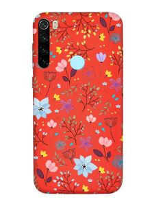 Матовий червоний чохол на Xiaomi Redmi Note 8T :: Квітковий фон (принт 267)
