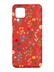 Матовий червоний чохол на Samsung Galaxy M32/A22/M22 4G :: Квітковий фон (принт 269)