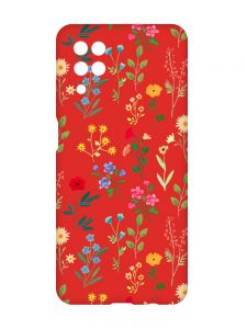 Матовий червоний чохол на Samsung Galaxy A12 :: Квітковий фон (принт 269)