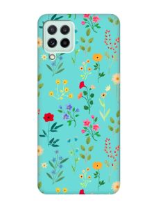 Матовий бірюзовий чохол на Samsung Galaxy M32/M22/A22 4G :: Квітковий фон (принт 269)