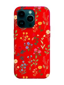 Матовий червоний чохол на Apple iPhone 14 Pro :: Квітковий фон (принт 269)