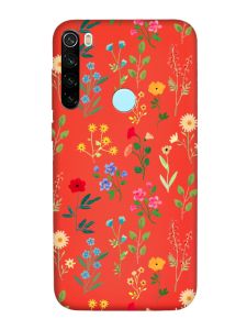 Матовий червоний чохол на Xiaomi Redmi Note 8T :: Квітковий фон (принт 269)
