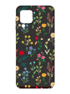 Матовий чорний чохол на Samsung Galaxy M32 / A22 / M22 4G :: Квітковий фон (принт 269)